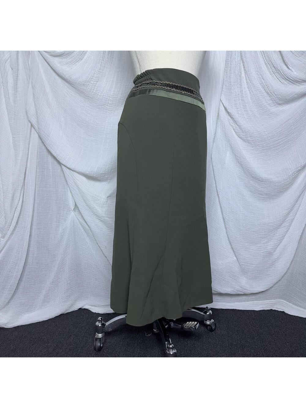 Olive Green Sequined Midi Skirt Size 18 - Picture 4 of 6